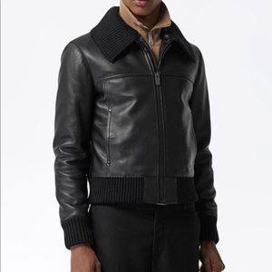 Burberry Detachable Collar Lamb Leather Jacket